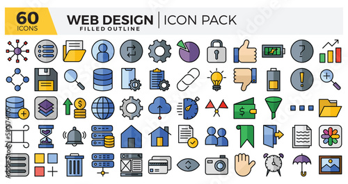 Web design (filled outline) icons set.
The collections include for web design,app design, software design, presentations,marketing/communications,ui design and other.