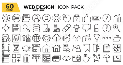 Web design (outline) icons set. The collections include for web design,app design, software design, presentations,marketing/communications,ui design and other.