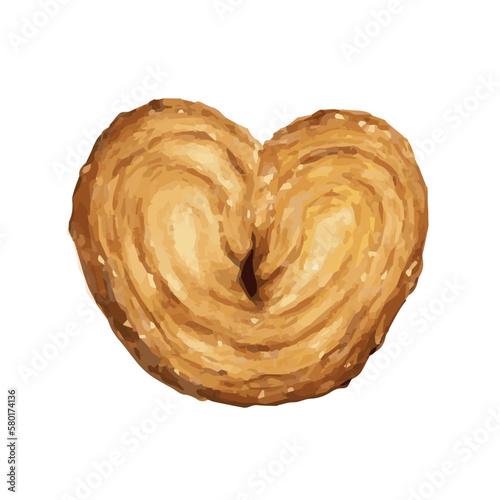 cookies isolated on white. 
Vector illustration. bakery product. sweet bun or heart shaped bun. ears. bakery. watercolor drawing, art. icon. food