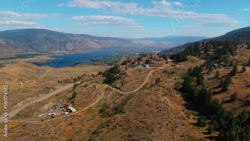 Aerial view of Spotted Lake in Osoyoos British Columbia Okanagan Valley on Hot Summer Day