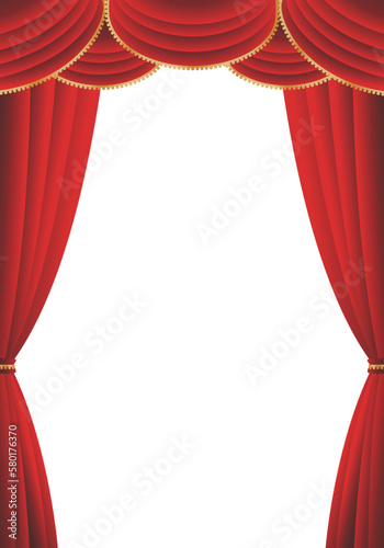 赤い幕　赤いカーテン　赤い幕の舞台　タテ