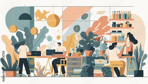 Collaborative Teamwork in Pastel Colors