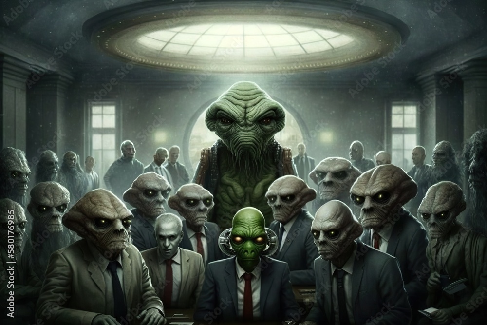 Group of aliens secret world government, concept of Conspiracy Theory(01)