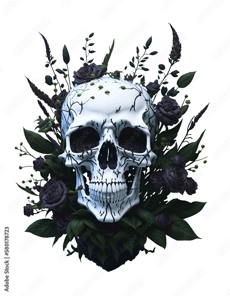 Skull art with various flowers Skull art with various flowers