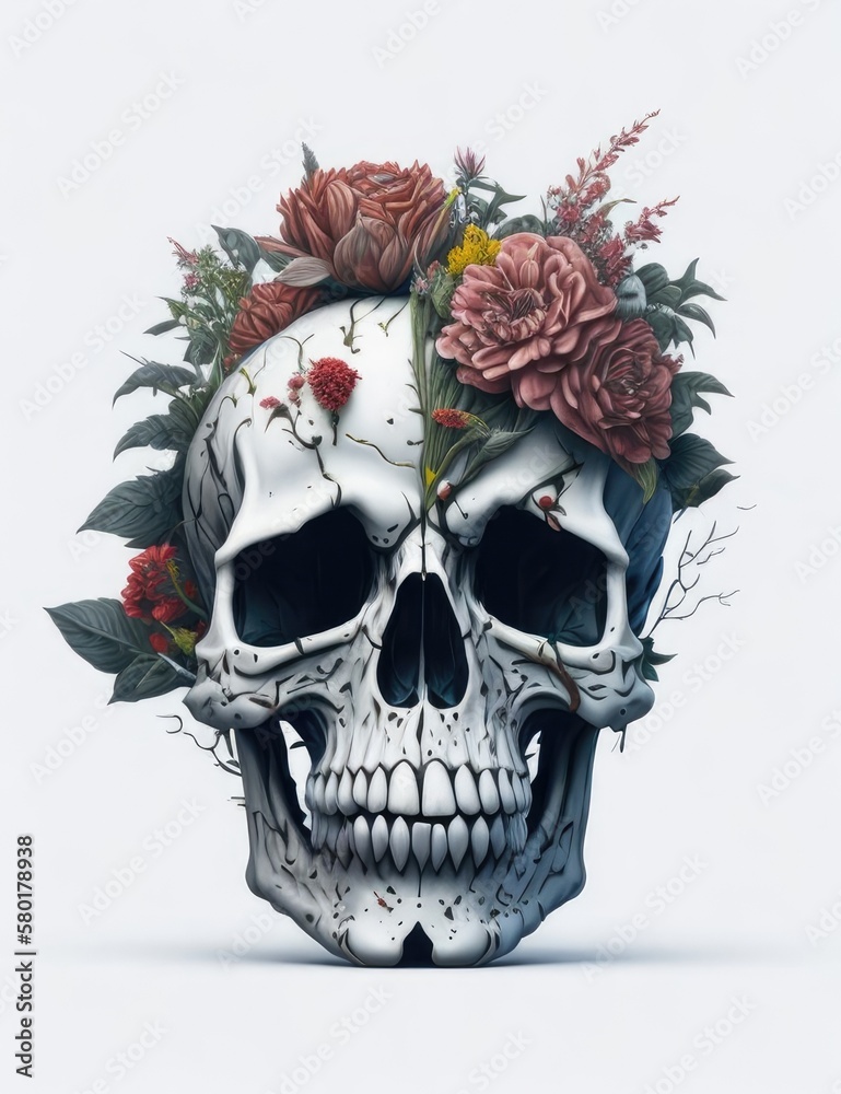 Skull art with various flowers Skull art with various flowers