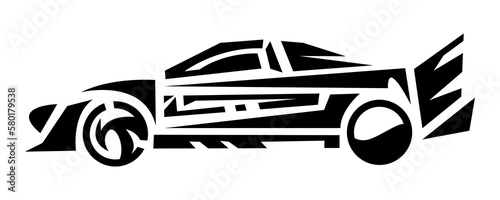 car side view. tribal tattoos design. concept of vehicle, transportation, sport, race, street. suitable for print, sticker, and others. vector illustration.