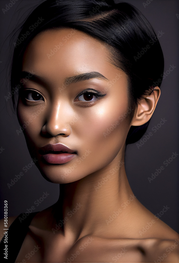 Fototapeta premium young Asian model portrait, generative ai