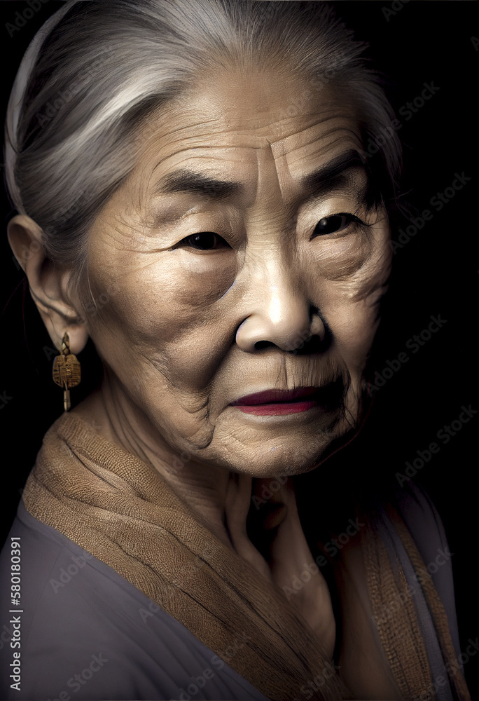 Older Asian model portrait, generative ai Older Asian model portrait, generative ai