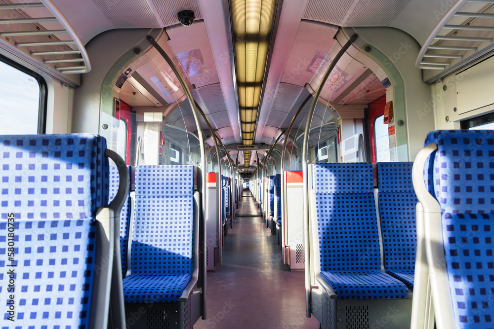 Obraz premium inside view with empty seats of a train