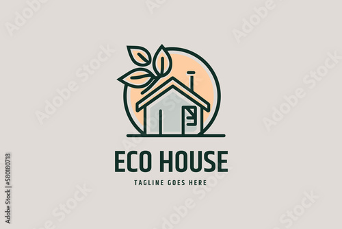 eco house logo, green energy vector