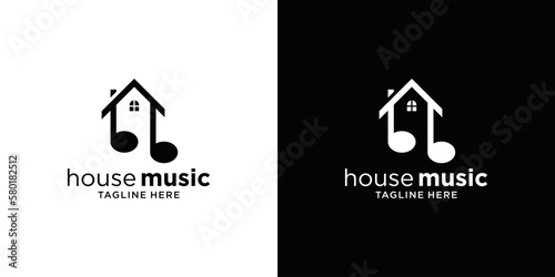Music House Logo Simple,Music House Studio Logo Design Vector Template, Music Studio