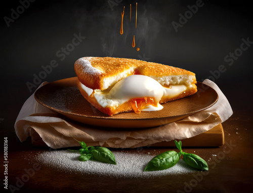 mozzarella in carrozza food photography, ai photo