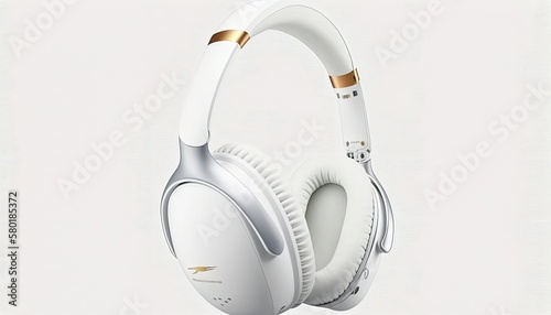 A pair of noise-canceling headphones, featuring a clean, modern design and soft padding. The white background emphasizes the headphones' comfort and adds a sense of sophistication generative ai