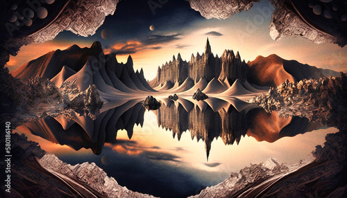 A surrealistic fractal landscape - generative ai
