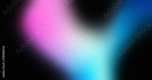 Pink blue abstract gradient on black background, copy space, noise grainy texture effect, wide banner size