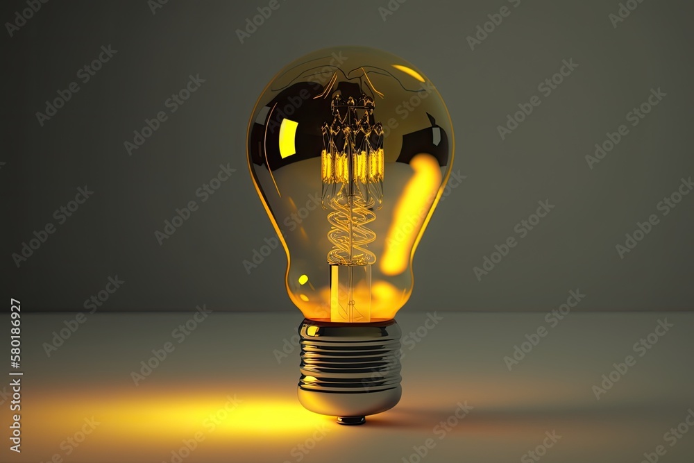 Realistic photograph of a tungsten light bulb being turned on in the