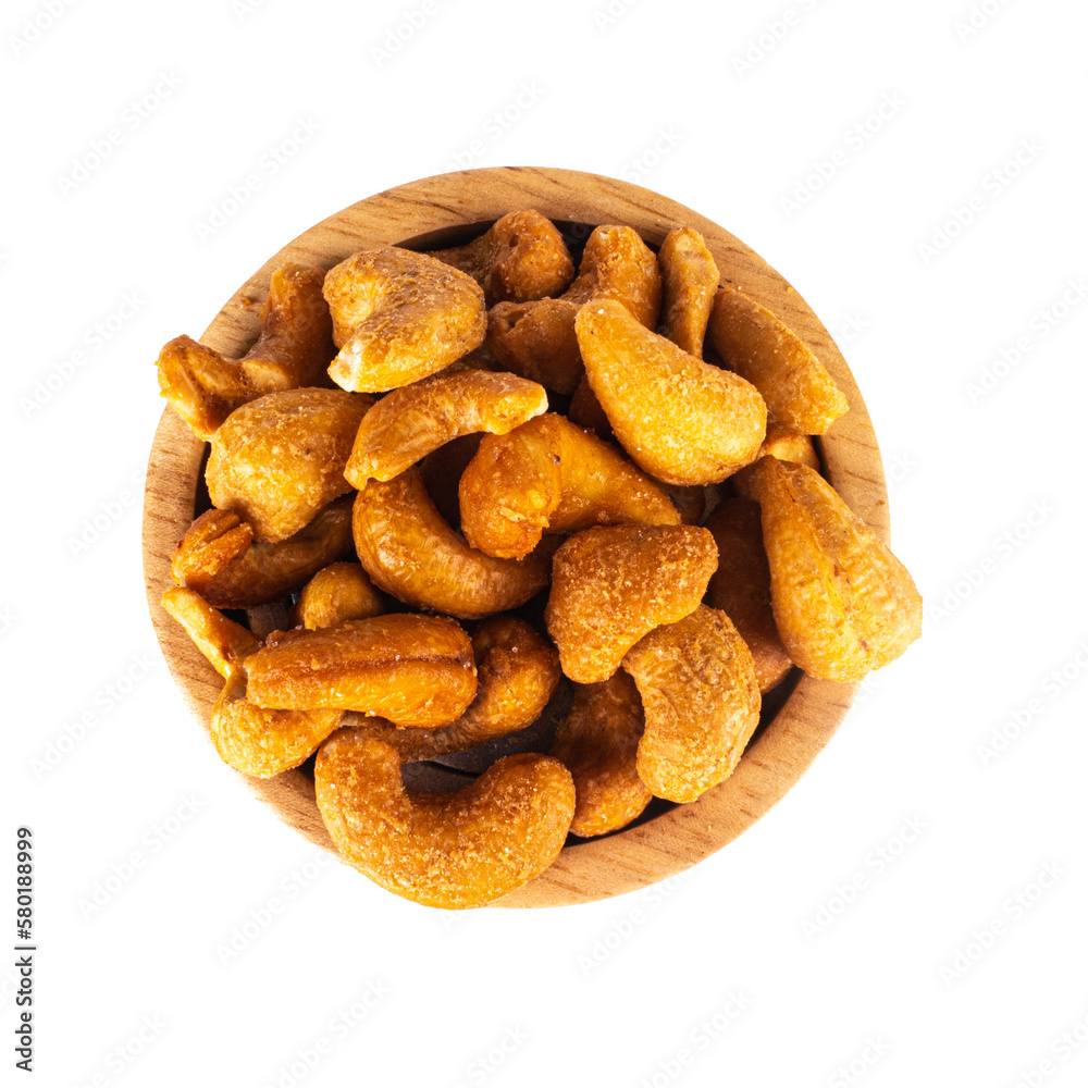 cashew nuts isolated on white background pile