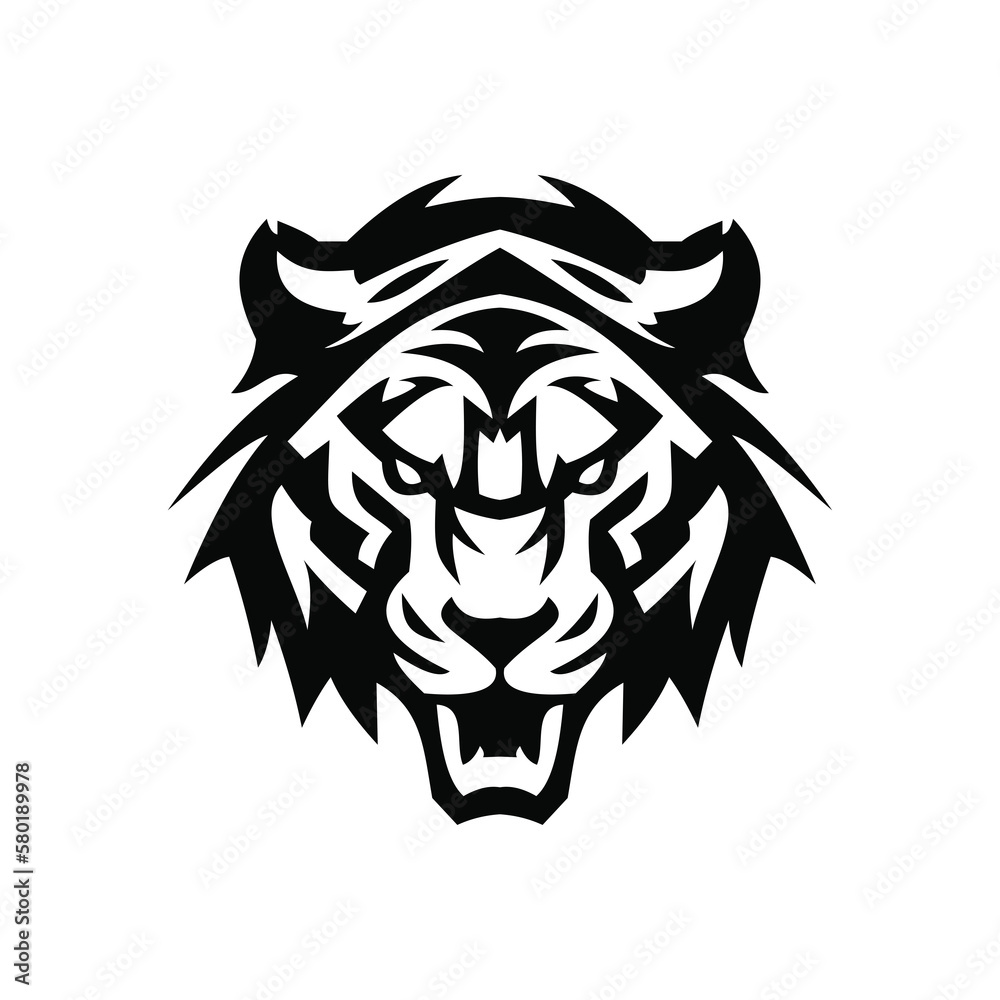 Fototapeta premium tiger head, tiger head tattoo, tiger head logo, tiger head mascot