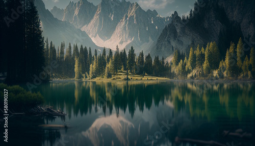 Morning In The Mountains - Experience Nature's Beauty with Generative AI Illustrations 