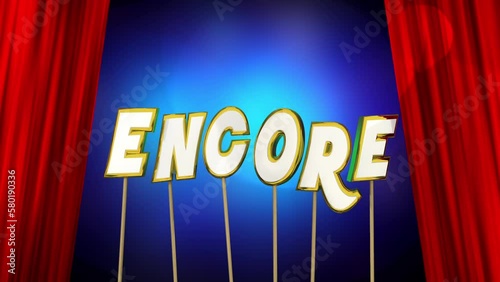 Encore Performance State Red Curtains Applause Return 3d Animation