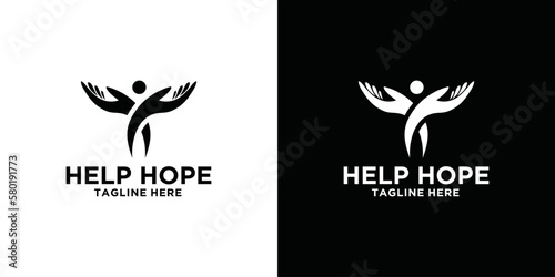 help hope design template with hand and life person icon