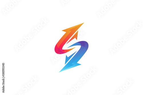 Free Download Arrow logo forming letter s in color gradient modern design style - GFXLoad