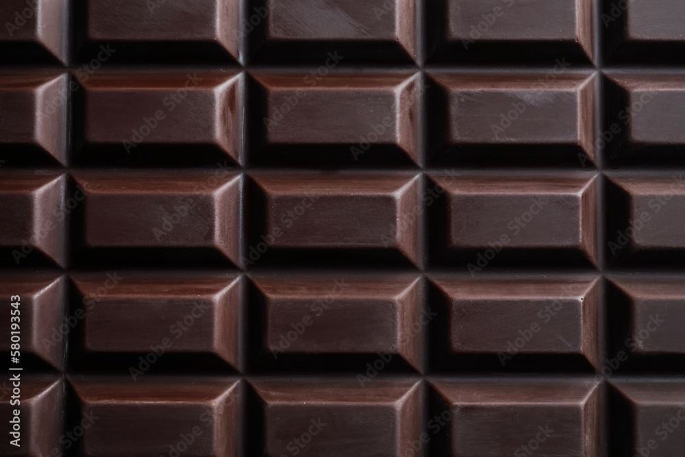 Delicious dark chocolate bar as background, closeup