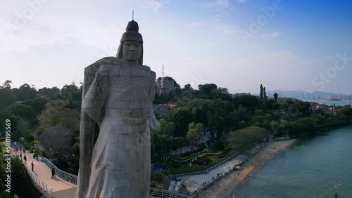 Urban environment of Zheng Chenggong statue on Gulangyu, Xiamen, China photo