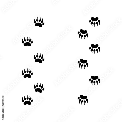 Bear foot print, animal paw print isolated on white background.eps
