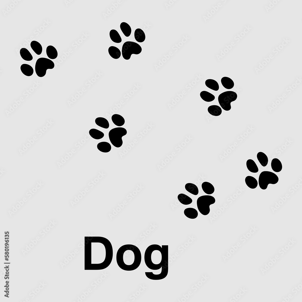 Fototapeta premium Dog foot print, vector paw print of illustration of animal..eps