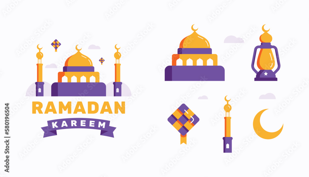 Ramadhan element illustration flat design