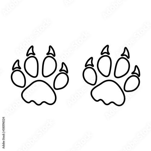 Vector tiger liner foot print rillustration, animal paw print isolated on white background.eps photo