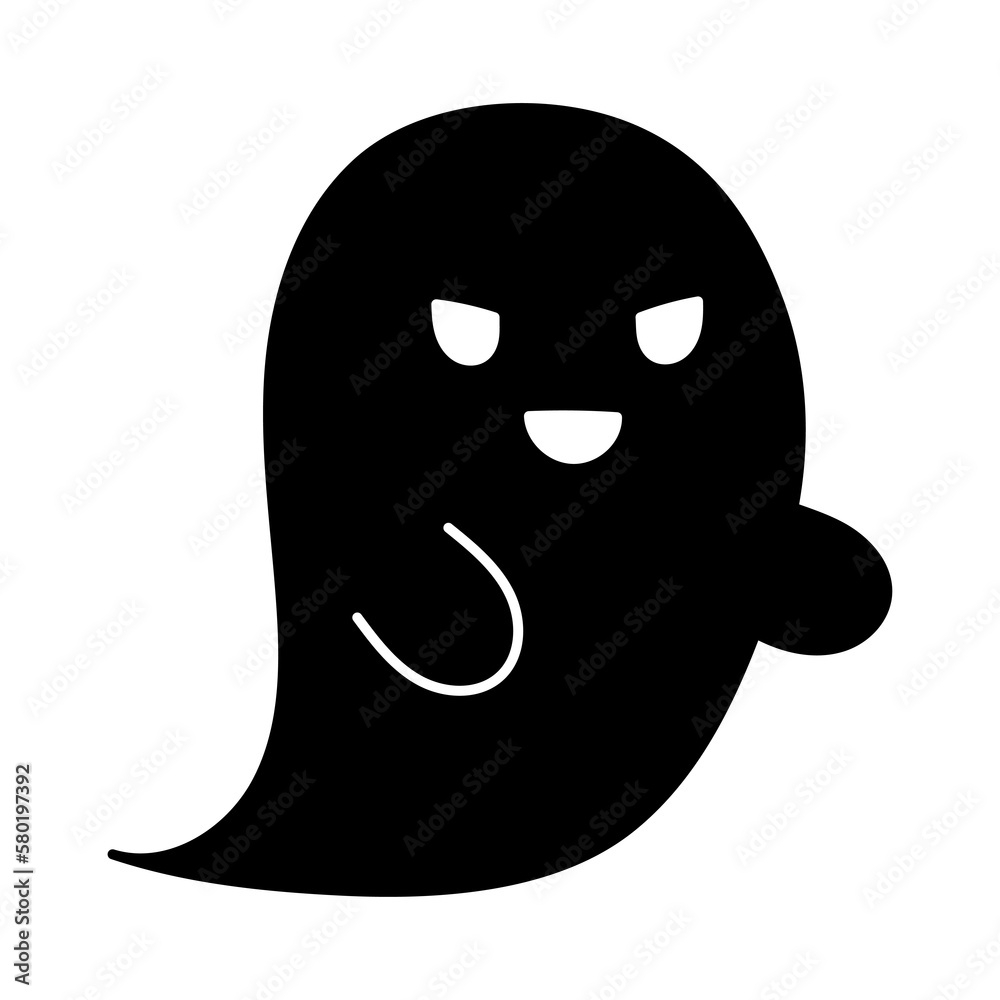 シンプルな黒いおばけ ハロウィン いじわるな顔 右向き シンプルな黒いおばけ ハロウィン いじわるな顔 右向き