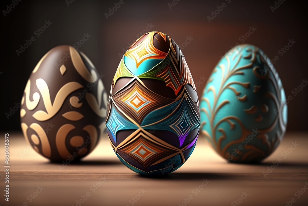 Painted Easter Eggs, Easter Eggs background, Easter holiday, generative ai Painted Easter Eggs, Easter Eggs background, Easter holiday, generative ai