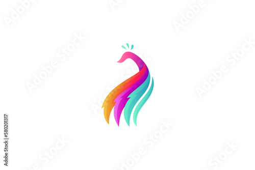 peacock logo with colorful gradient simple design