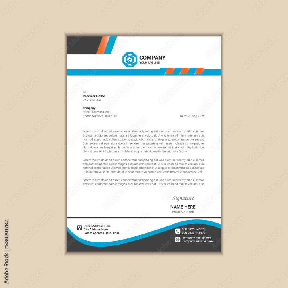 Obraz premium Modern corporate business letterhead simple and clean a4 size with bleed vector design