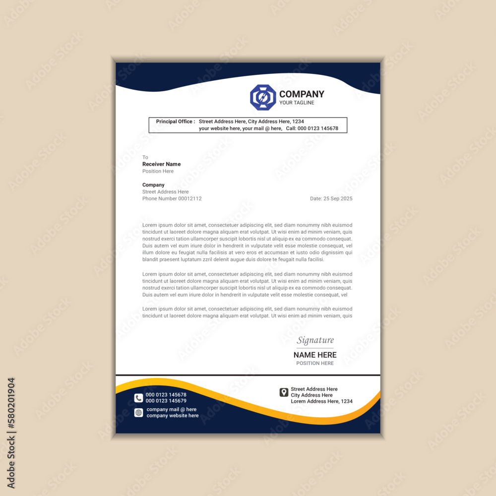Obraz premium Modern corporate business letterhead simple and clean a4 size with bleed vector design