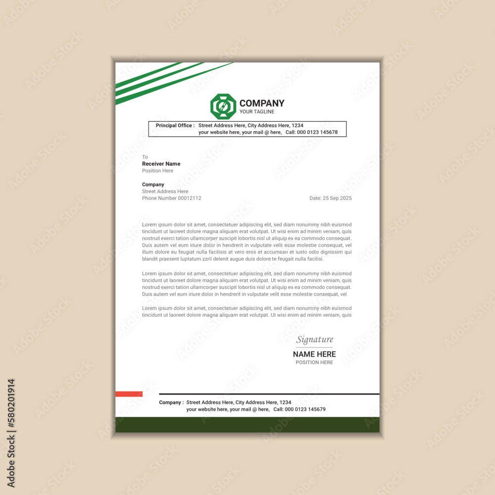 Modern corporate business letterhead simple and clean a4 size with bleed vector design
