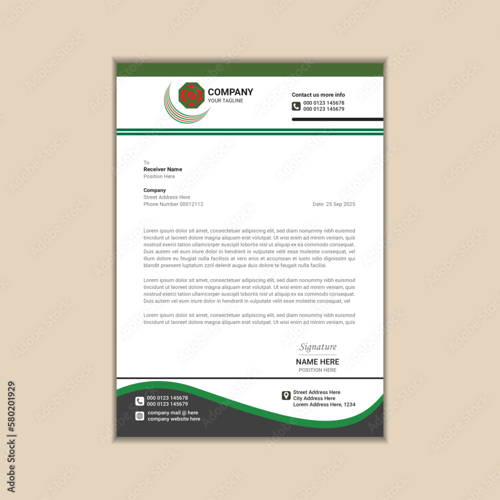 Modern corporate business letterhead simple and clean a4 size with bleed vector design Modern corporate business letterhead simple and clean a4 size with bleed vector design