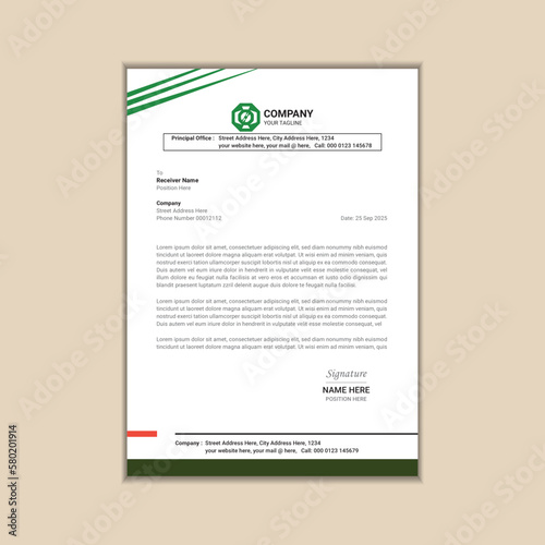 Modern corporate business letterhead simple and clean a4 size with bleed vector design