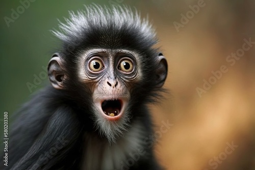 The sykes monkey looks like he or she is shocked. Generative AI