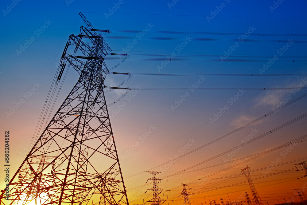 Fototapeta premium High voltage electric tower line