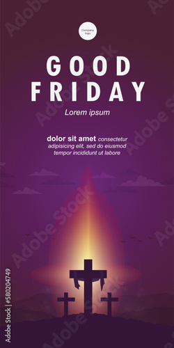 Greeting good friday purple portrait for website banner