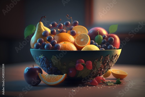 fresh fruits bowl created using AI Generative Technology