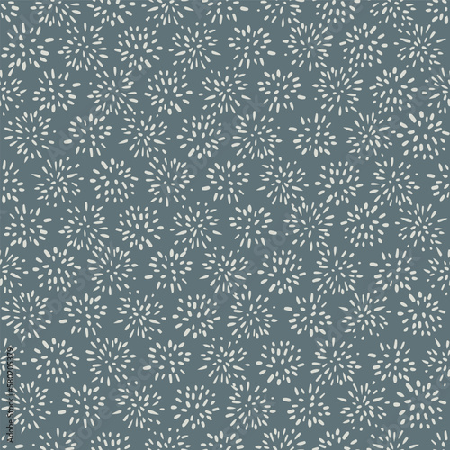 White Pompoms on Blue Background Seamless Vector Repeat Pattern
