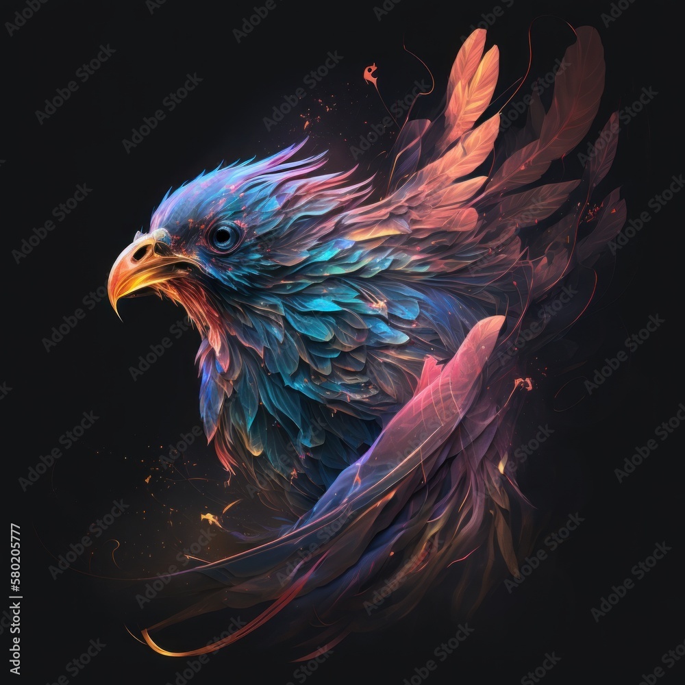 Fototapeta premium Rainbow Neon Phoenix Bird