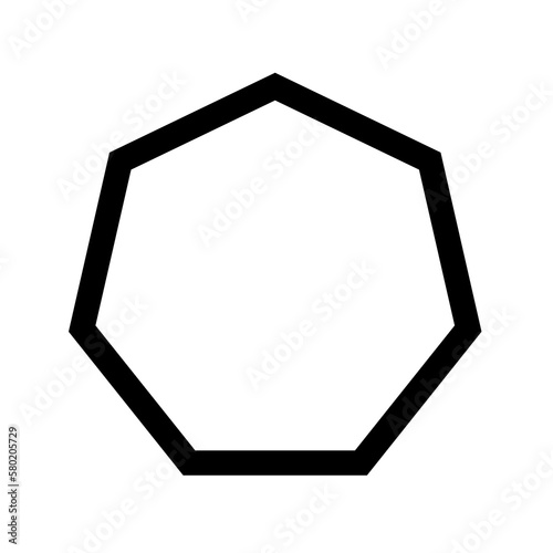 heptagon line frame black transparent png design photo