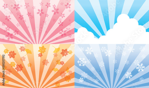 放射集中線と春夏秋冬イメージ