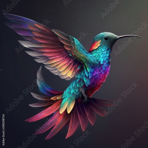 Majestic Rainbow Bird Soaring Through Space © Jardel Bassi