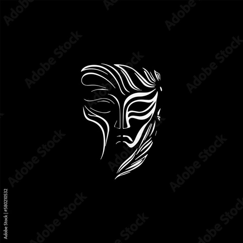 mask of the ancient Greek god. Vector illustration on a black background